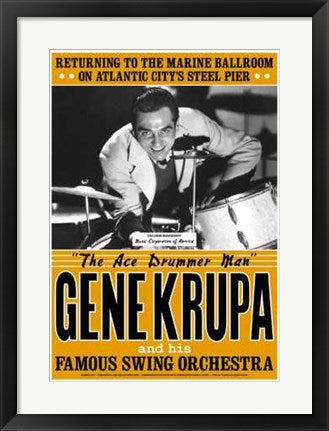 Framed Gene Krupa, Atlantic City, 1941 24 x 17