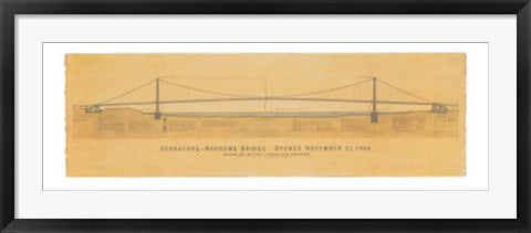 Framed Verrazano Narrows Bridge by Craig Holmes | 13 x 38