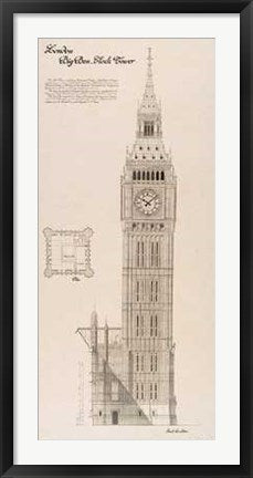 Framed Big Ben, Clock Tower by Yves Poinsot | 38 x 17