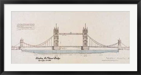Framed Tower Bridge, London by Yves Poinsot | 17 x 38