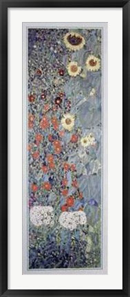 Framed Garden of Sunflowers (Detail) by Gustav Klimt | 39 3/8 x 13 3/4 Art...