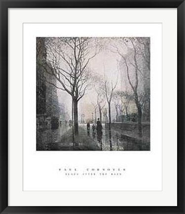 Framed Plaza After the Rain by Paul Cornoyer | 28 x 22