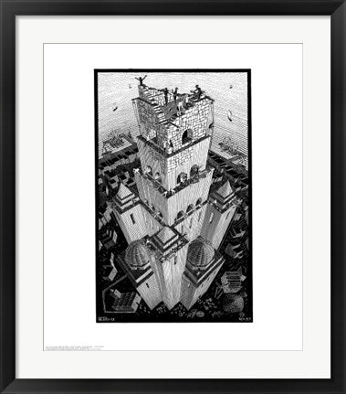 Framed Tower of Babel by M.C. Escher | 25 5/8 x 21 3/4