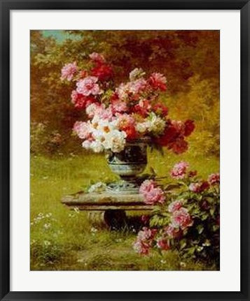 Framed Peonies in a Wild Garden by Louis-Marie Lemaire | 29 x 23