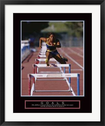 Framed Goals - Runner Jumping Hurdles 28 x 22