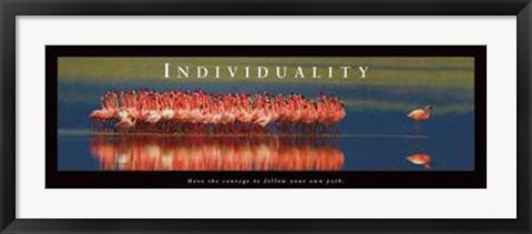 Framed Individuality - Flamingos 12 x 36