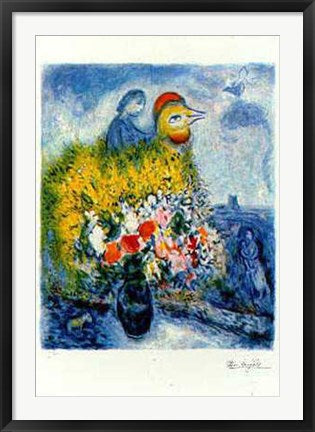 Framed Le Cog avec le Bouquet Jaune by Marc Chagall | 35 1/8 x 24 3/8 Art ...