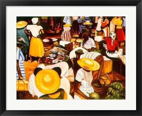 Framed Market Scene by Bernard Hoyes | 18 x 24