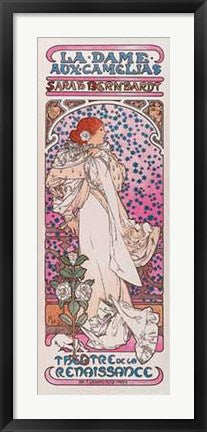 Framed La Dame aux Camelias by Alphonse Mucha | 34 x 13