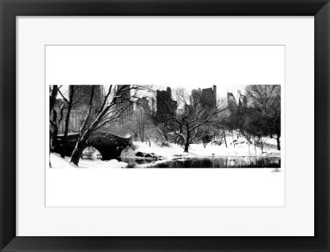 Framed Art Love Bridge in Central Park, Winter Panorama by Igor Maloratsky