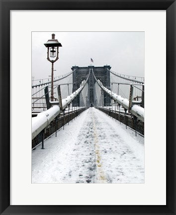 Framed Brooklyn Bridge Snow by Igor Maloratsky | 19 x 13