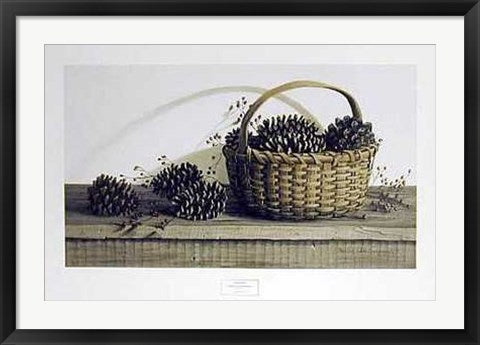 Framed Pine Cones and Roseberries by Pauline Campanelli | 21 1/4 x 32 Art ...