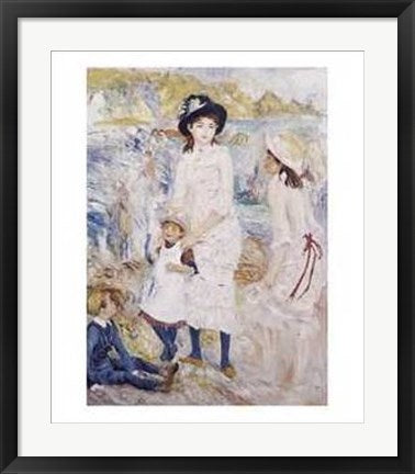 Framed Children on the Seashore by Pierre-Auguste Renoir | 28 x 22