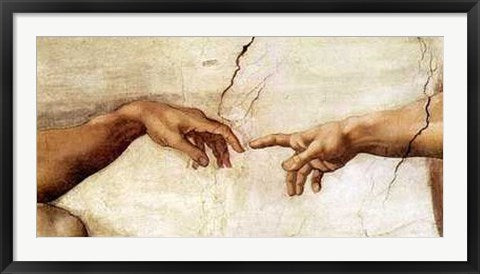 Framed The Creation of Adam (Detail) by Michelangelo Buonarroti