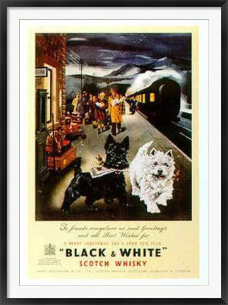 Framed Black & White Scotch Whisky (Scottie) 51 1/4 x 35 1/2 Art...