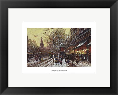 Framed Art Place de la Republic, Paris by Eugene Galien-Laloue