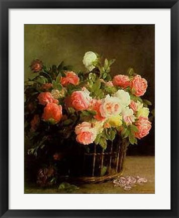 Framed Basket of Roses by Hans Looscher | 24 x 20
