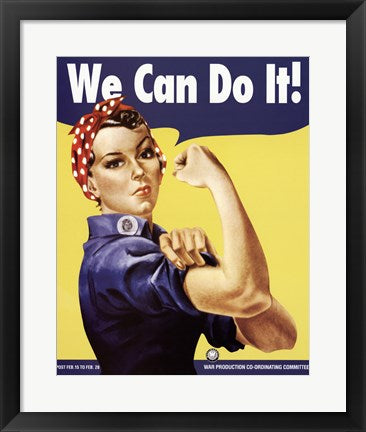 Framed Art We Can Do It - Rosie The Riveter by J. Howard Miller Wall Decor 18x24 Artwork