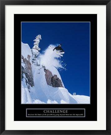 Framed Art Challenge - Skier Framed Art for your Home Wall Decor 18x24 Artwork
