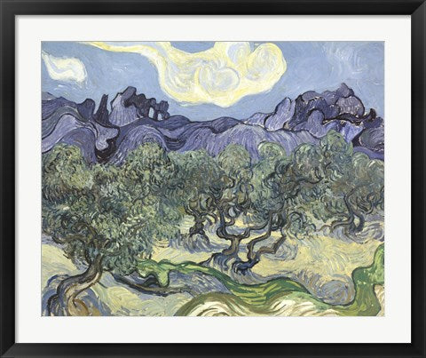 Framed Art The Olive Trees, c.1889 (blue & green) by Vincent Van Gogh Wall Decor 18x24 Artwork