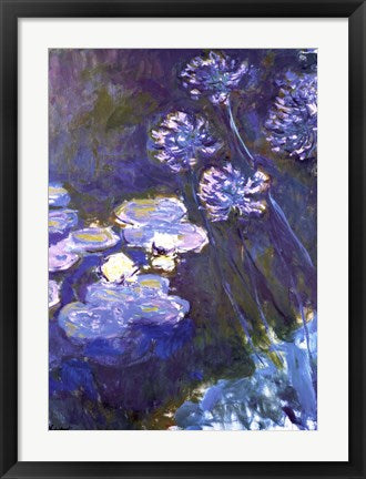 Framed Art Water Lilies and Agapanthus, 1914-1917 by Claude Monet Wall Decor 18x24 Artwork