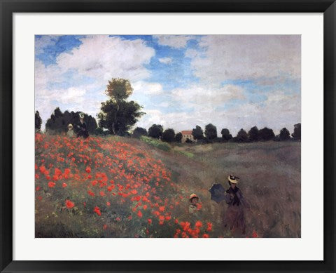Framed Art Les Coquelicots by Claude Monet Wall Decor 18x24 Artwork