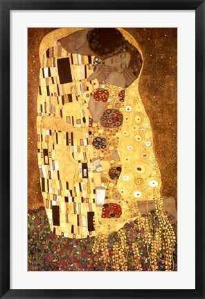 Framed Art The Kiss, c.1908 (detail vertical 2) by Gustav Klimt Wall Decor 18x24 Artwork