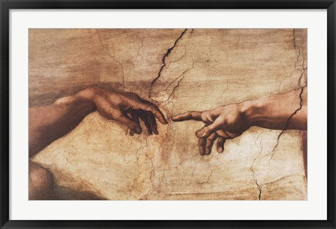 Framed Art The Creation of Adam (detail) by Michelangelo Buonarroti Wall Decor 18x24 Artwork