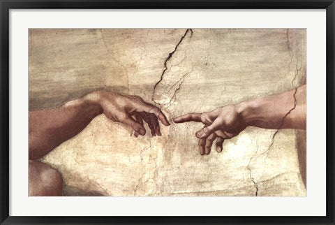 Framed Art Frame Art Creation of Adam (hands detail) by Michelangelo Buonarroti Wall Decor 18x24 Artwork