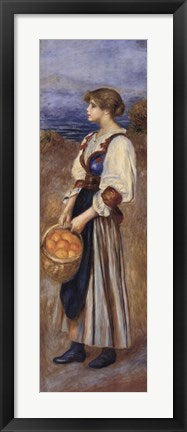 Framed Art Girl with a Basket of Oranges by Pierre-Auguste Renoir Wall Decor 18x24 Artwork