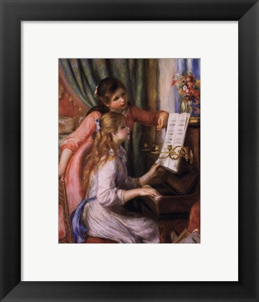 Framed Art Two Young Girls at the Piano by Pierre-Auguste Renoir Wall Decor 18x24 Artwork