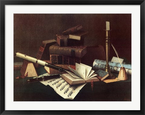 Framed Art Music and Literature by William Harnett Wall Decor 18x24 Artwork