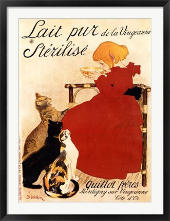 Framed Art Lait Sterilise by Theophile-Alexandre Steinlen Wall Decor 18x24 Artwork