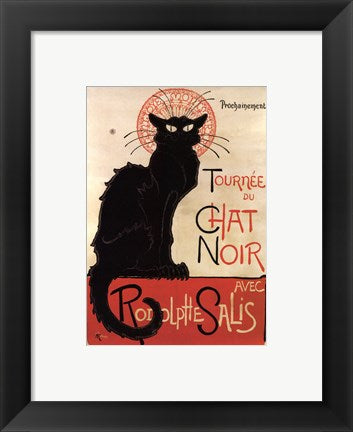 Framed Art Tournee du Chat Noir by Theophile-Alexandre Steinlen Wall Decor 18x24 Artwork