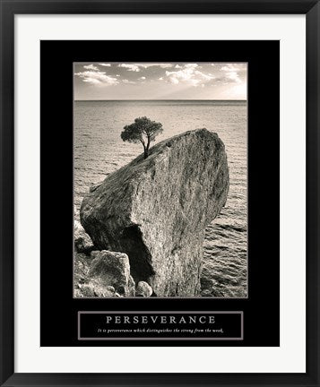 Framed Art Perseverance - Lone Pinyon Tree Wall Decor 18x24 Artwork