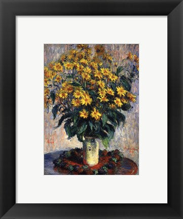 Framed Art Jerusalem Artichoke Flowers, 1880 by Claude Monet Wall Decor 18x24 Artwork