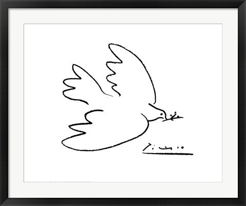 Framed Art Dove of Peace by Pablo Picasso Wall Decor 18x24 Artwork
