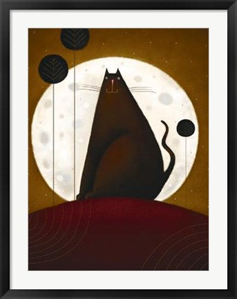 Framed Cat and the Moon I by Jo Parry | 31 1/2 x 23 1/2