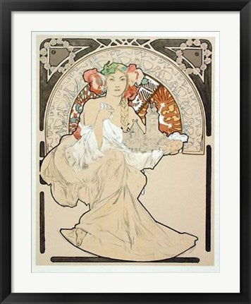 Framed Woman with Cathedral by Alphonse Mucha | 27 1/2 x 21 1/2