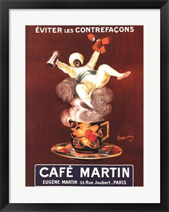 Framed Art Cafe Martin by Leonetto Cappiello Wall Decor 18x24 Artwork