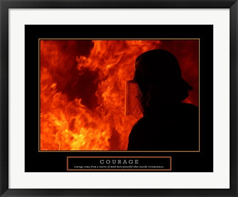 Framed Art Courage - Fireman Framed Art for your Home Wall Decor 18x24 Artwork
