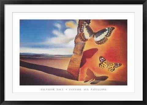 Framed Paysage aux Papillons by Salvador Dali | 24 x 36