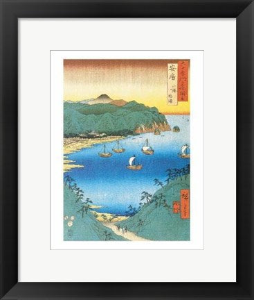 Framed Art Inlet at Awa Province, 1853 by Utagawa Hiroshige | 14 x 11