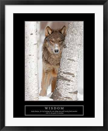 Framed Art Wisdom - Gray Wolf Wall Decor 18x24 Artwork