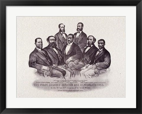 Framed First Colored Senators and Representatives by Nathaniel Currier & J...