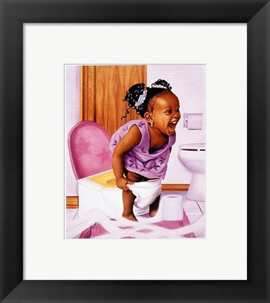 Framed Art Girl Potty Kid by Alan Hicks | 10 x 8