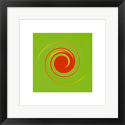 Framed Whirl #5 (Red on Bright Green) by Michael Banks | 15 3/4 x 15 3/4 A...