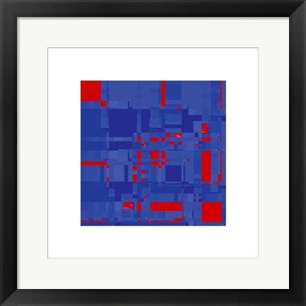 Framed Boogie #3 (Red on Blue) by Michael Banks | 15 3/4 x 15 3/4