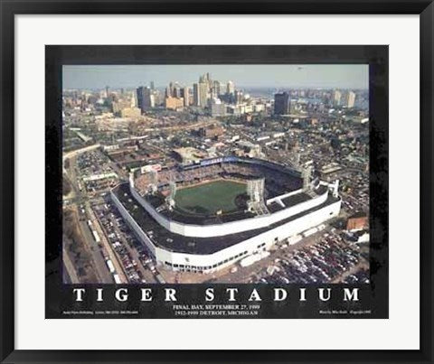 Framed Tiger Stadium - Detroit, Michigan by Mike Smith | 22 x 28