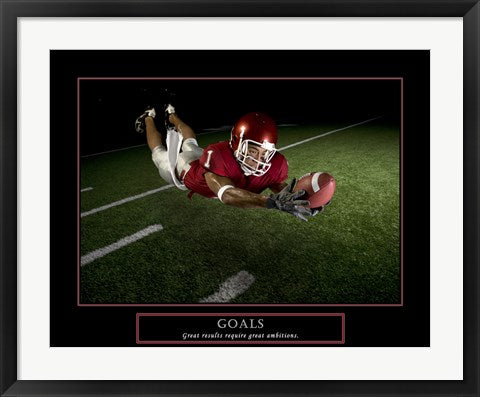 Framed Art Goals - Football Action Wall Decor 18x24 Artwork